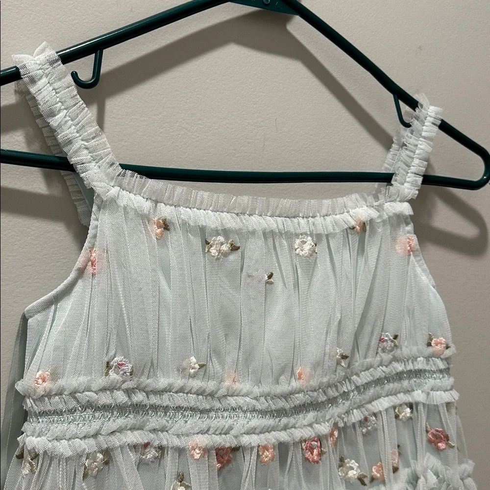 Mac Duggal Girls Ruffled Floral Embroidered Gown - Picture 7 of 15